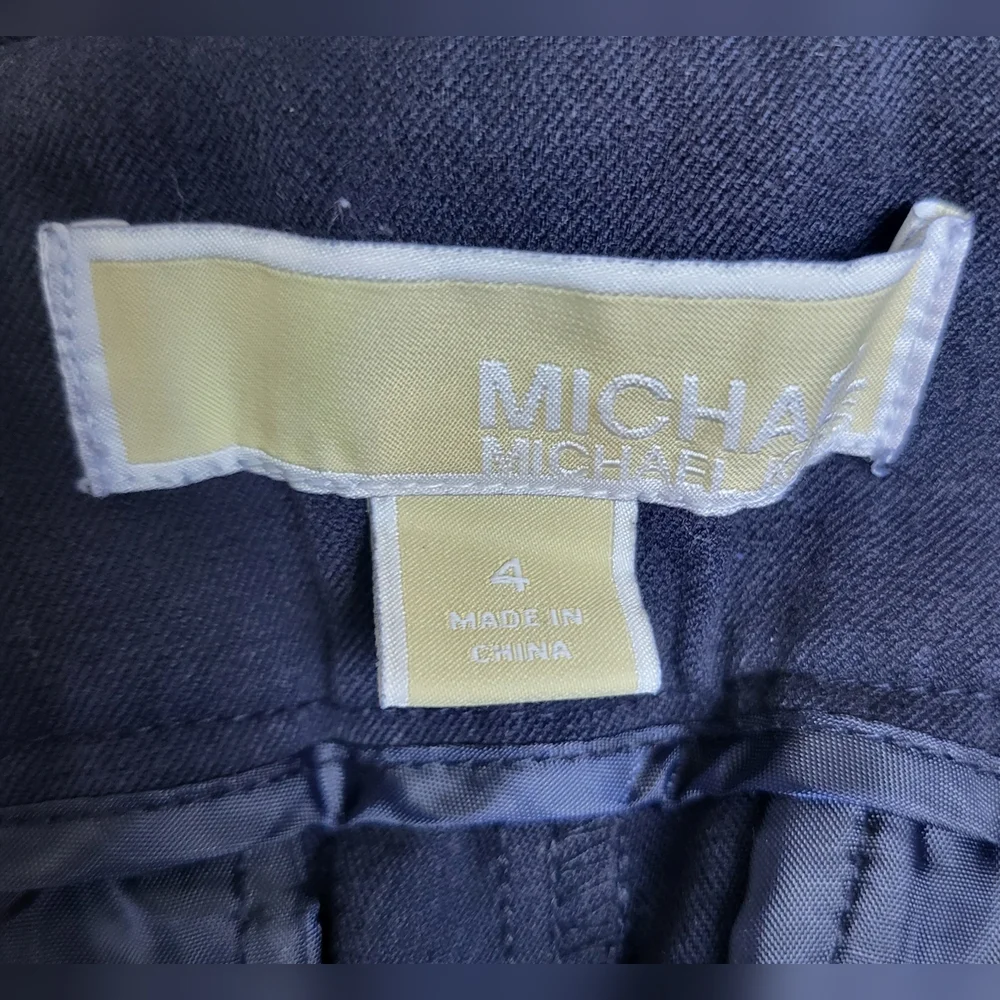 Michael Kors Womens Navy Blue Straight Leg‎ Career Preppy Pants Size 4 Academia